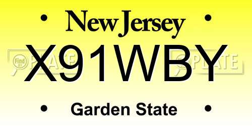 X91WBY New Jersey License Plate