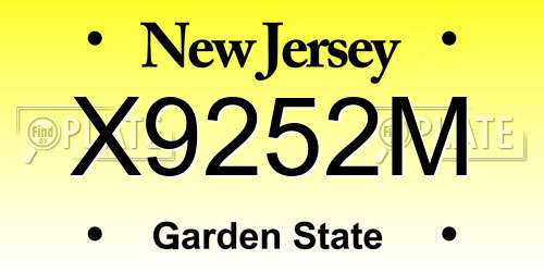 X9252M New Jersey License Plate
