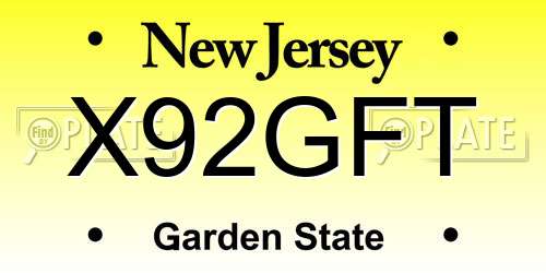 X92GFT New Jersey License Plate