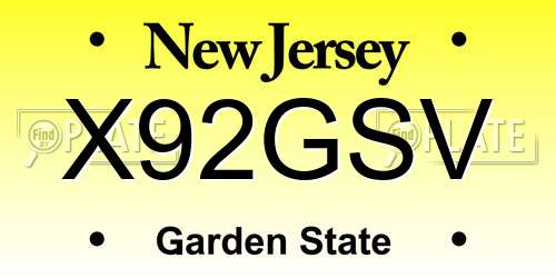 X92GSV New Jersey License Plate