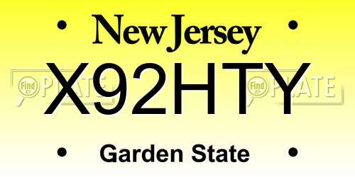 X92HTY New Jersey License Plate