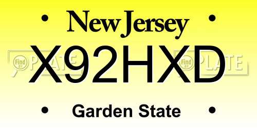 X92HXD New Jersey License Plate