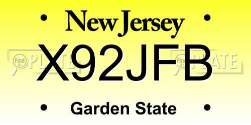 X92JFB New Jersey License Plate