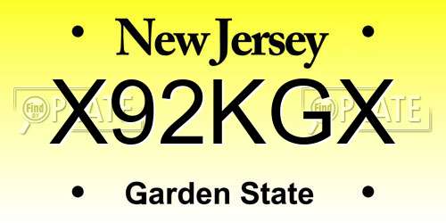 X92KGX New Jersey License Plate