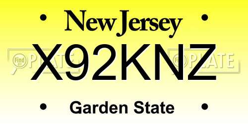 X92KNZ New Jersey License Plate