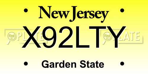 X92LTY New Jersey License Plate