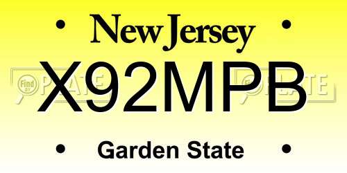 X92MPB New Jersey License Plate