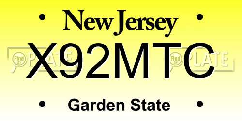 X92MTC New Jersey License Plate