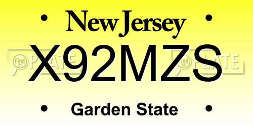 X92MZS New Jersey License Plate