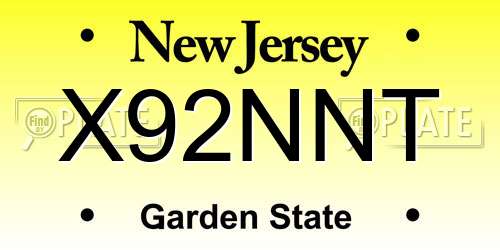 X92NNT New Jersey License Plate