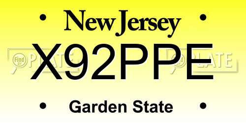 X92PPE New Jersey License Plate