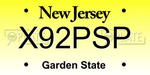 X92PSP New Jersey License Plate