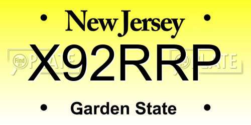 X92RRP New Jersey License Plate