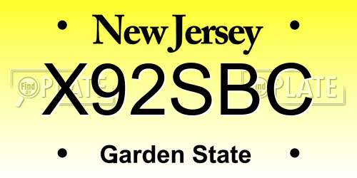 X92SBC New Jersey License Plate
