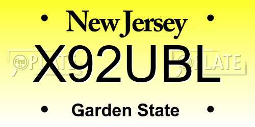 X92UBL New Jersey License Plate