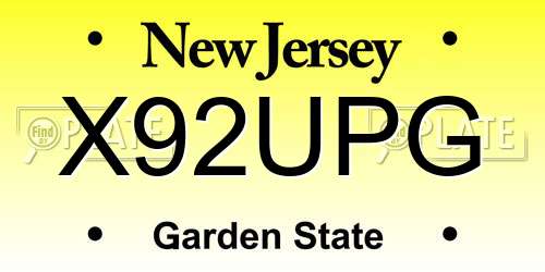 X92UPG New Jersey License Plate