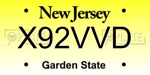 X92VVD New Jersey License Plate