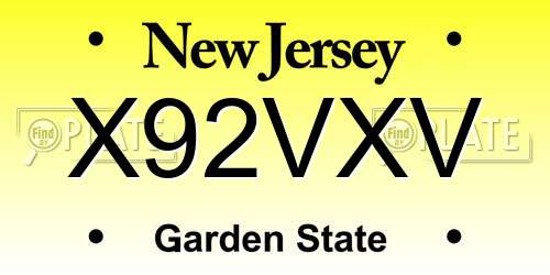 X92VXV New Jersey License Plate