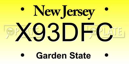 X93DFC New Jersey License Plate