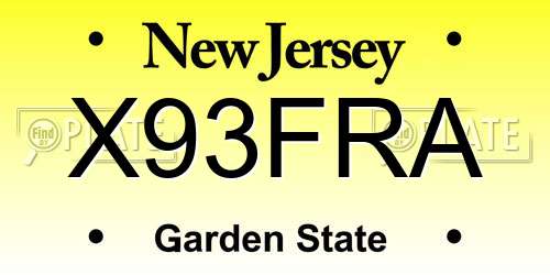 X93FRA New Jersey License Plate
