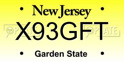 X93GFT New Jersey License Plate