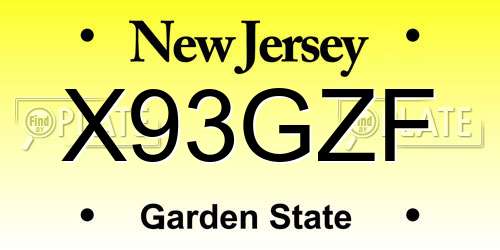 X93GZF New Jersey License Plate