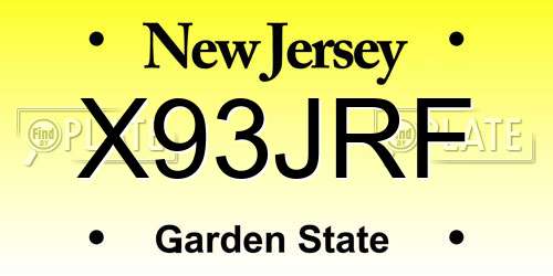 X93JRF New Jersey License Plate