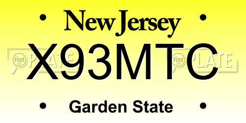 X93MTC New Jersey License Plate