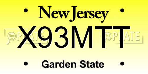 X93MTT New Jersey License Plate