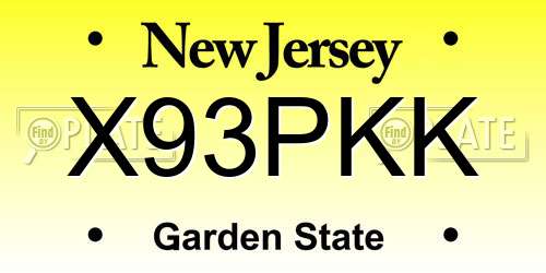 X93PKK New Jersey License Plate