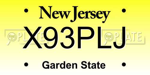 X93PLJ New Jersey License Plate