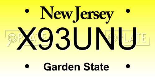 X93UNU New Jersey License Plate