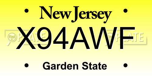 X94AWF New Jersey License Plate