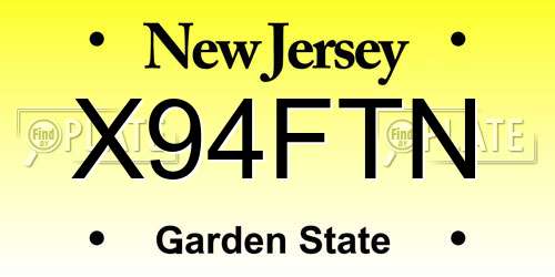 X94FTN New Jersey License Plate