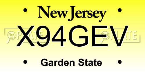 X94GEV New Jersey License Plate