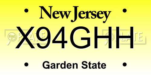 X94GHH New Jersey License Plate
