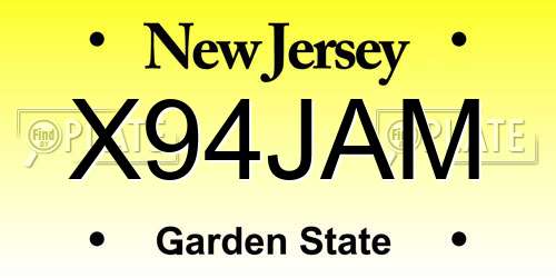 X94JAM New Jersey License Plate