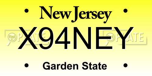 X94NEY New Jersey License Plate