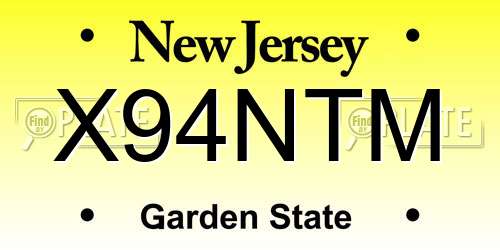 X94NTM New Jersey License Plate