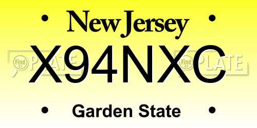 X94NXC New Jersey License Plate