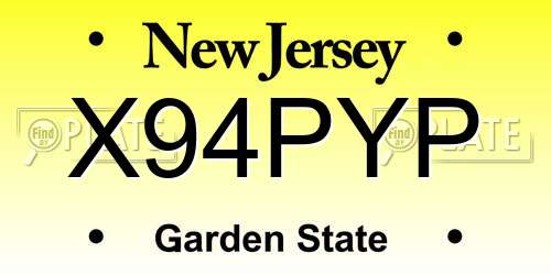 X94PYP New Jersey License Plate