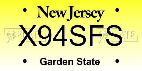 X94SFS New Jersey License Plate