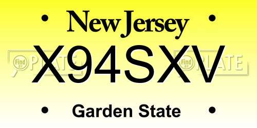 X94SXV New Jersey License Plate