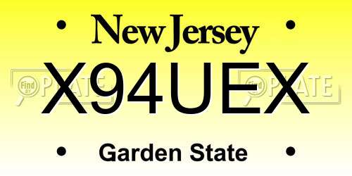 X94UEX New Jersey License Plate