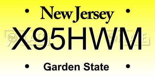 X95HWM New Jersey License Plate