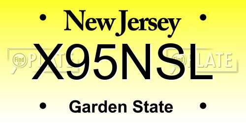 X95NSL New Jersey License Plate