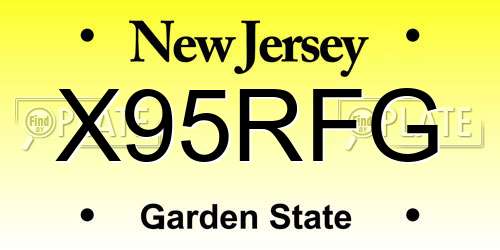 X95RFG New Jersey License Plate
