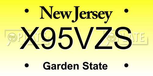 X95VZS New Jersey License Plate