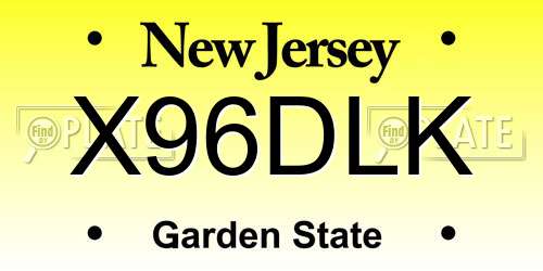 X96DLK New Jersey License Plate