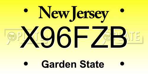 X96FZB New Jersey License Plate